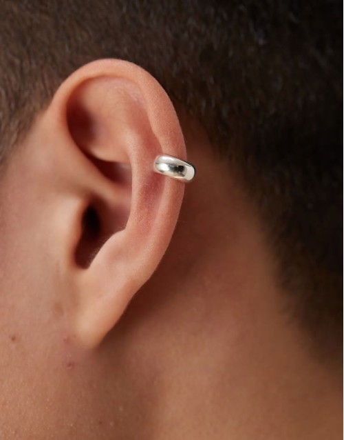 festival sterling silver rounded edge ear cuff in silver