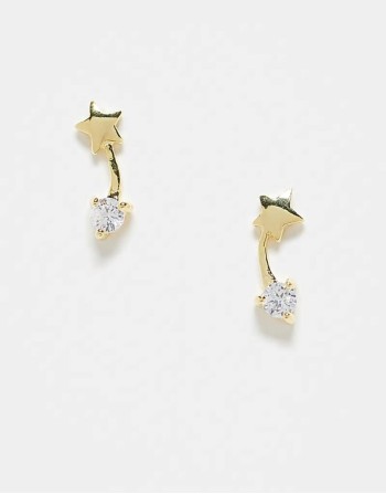 crystal shooting star stud earrings in gold plated