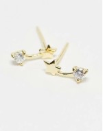 crystal shooting star stud earrings in gold plated