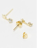 crystal shooting star stud earrings in gold plated