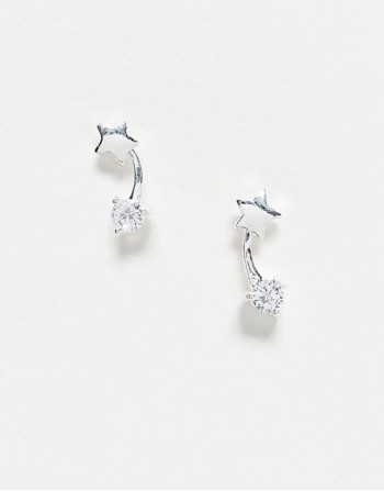 crystal shooting star stud earrings in sterling silver