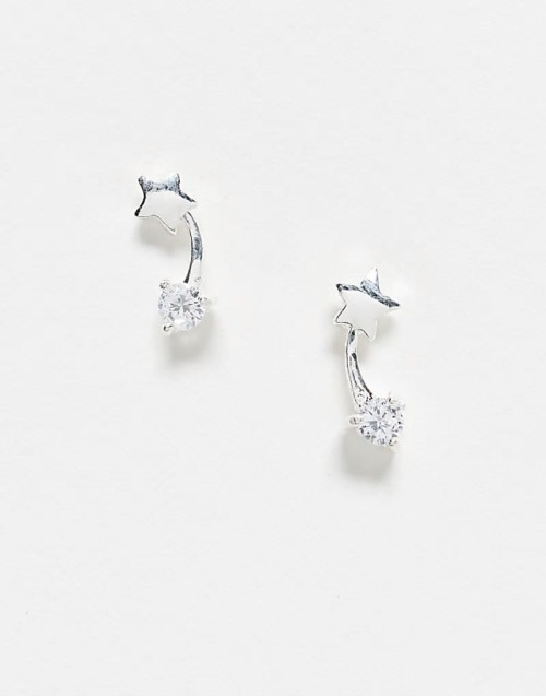 crystal shooting star stud earrings in sterling silver