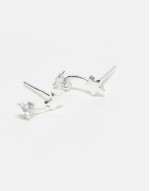 crystal shooting star stud earrings in sterling silver