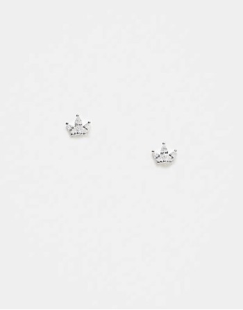 cubic zirconia crown stud earrings in sterling silver