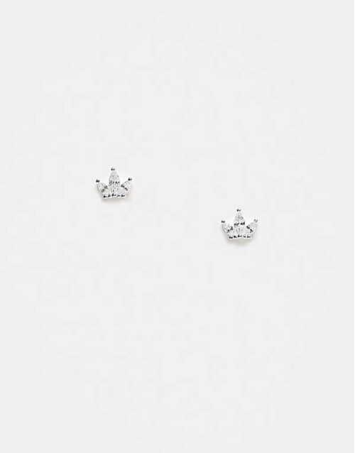 cubic zirconia crown stud earrings in sterling silver