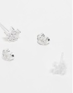 cubic zirconia crown stud earrings in sterling silver