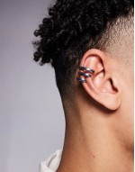 festival triple layered ear cuff in silver tone