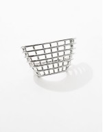 ear cuff with caged design in silver tone
