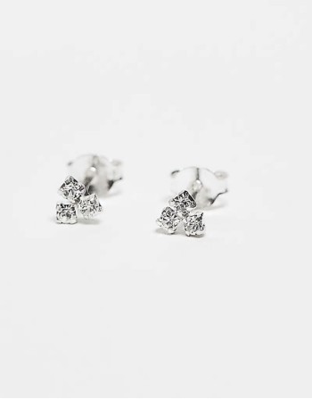 treble gemset cluster stud earrings in sterling silver