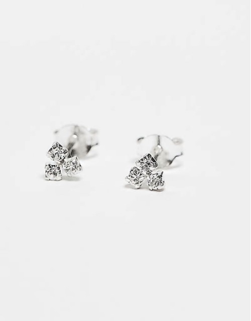 treble gemset cluster stud earrings in sterling silver
