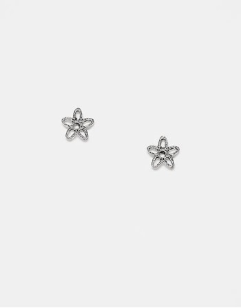 cutout flower stud earrings in sterling silver