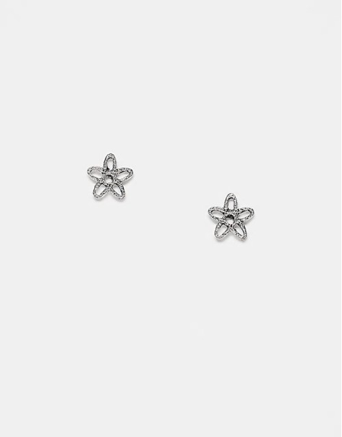 cutout flower stud earrings in sterling silver