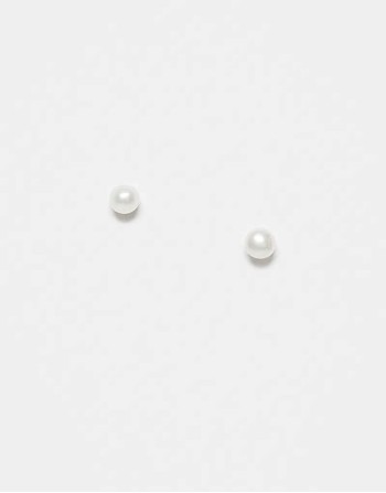 pearl stud earrings in sterling silver