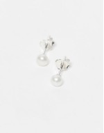 pearl stud earrings in sterling silver