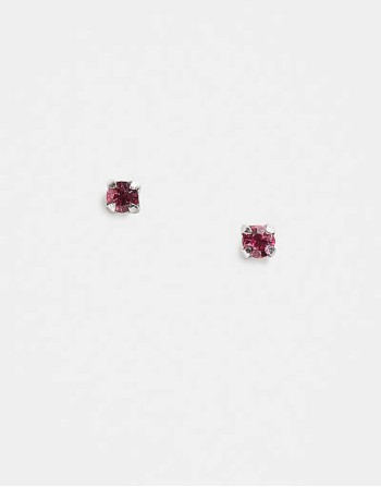 2mm rose pink gem stud earrings in sterling silver