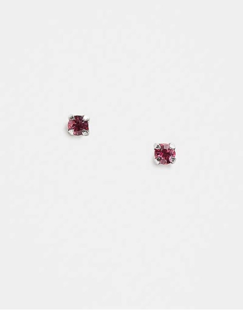 2mm rose pink gem stud earrings in sterling silver