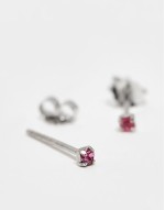 2mm rose pink gem stud earrings in sterling silver