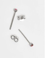2mm rose pink gem stud earrings in sterling silver