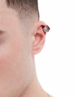 festival ribbed ear cuff in silver tone