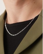 sterling silver figaro chain necklace in silver
