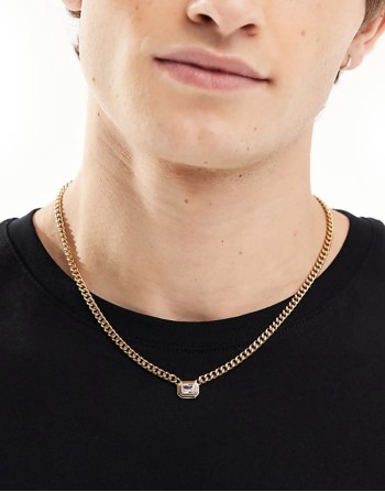 crystal pendant necklace in gold