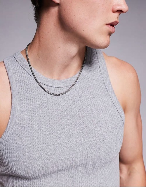 waterproof stainless steel square rope chain necklace in silver tone