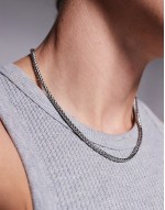 waterproof stainless steel square rope chain necklace in silver tone