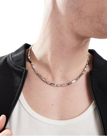 square link chain necklace in silver