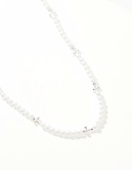 pearl necklace with silver plated cross charms