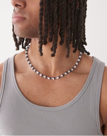 multibead necklace in cool navy