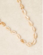 festival cord and faux shell necklace in cream